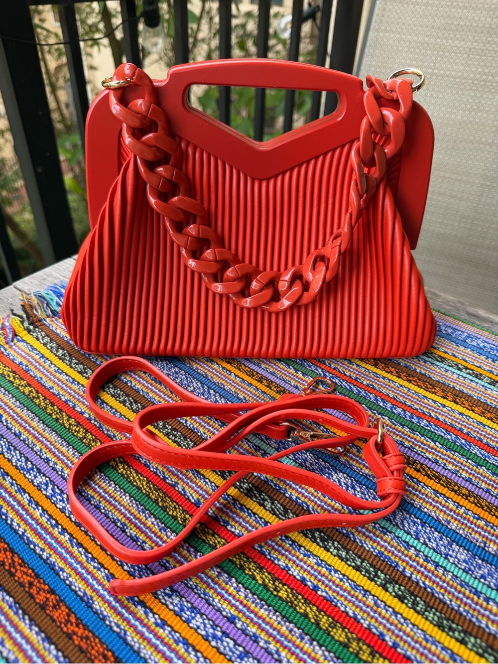 NWOT Super Cute Coral Red Chain Strap Purse w/Crossbody Strap by 3AM Forever